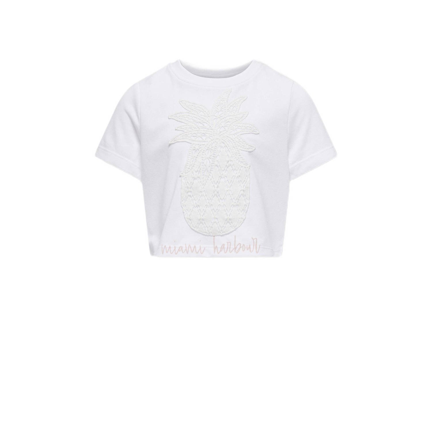 Only KIDS GIRL T-shirt KOGKARLA met printopdruk en 3D applicatie wit Meisjes Sweat Ronde hals 110 116