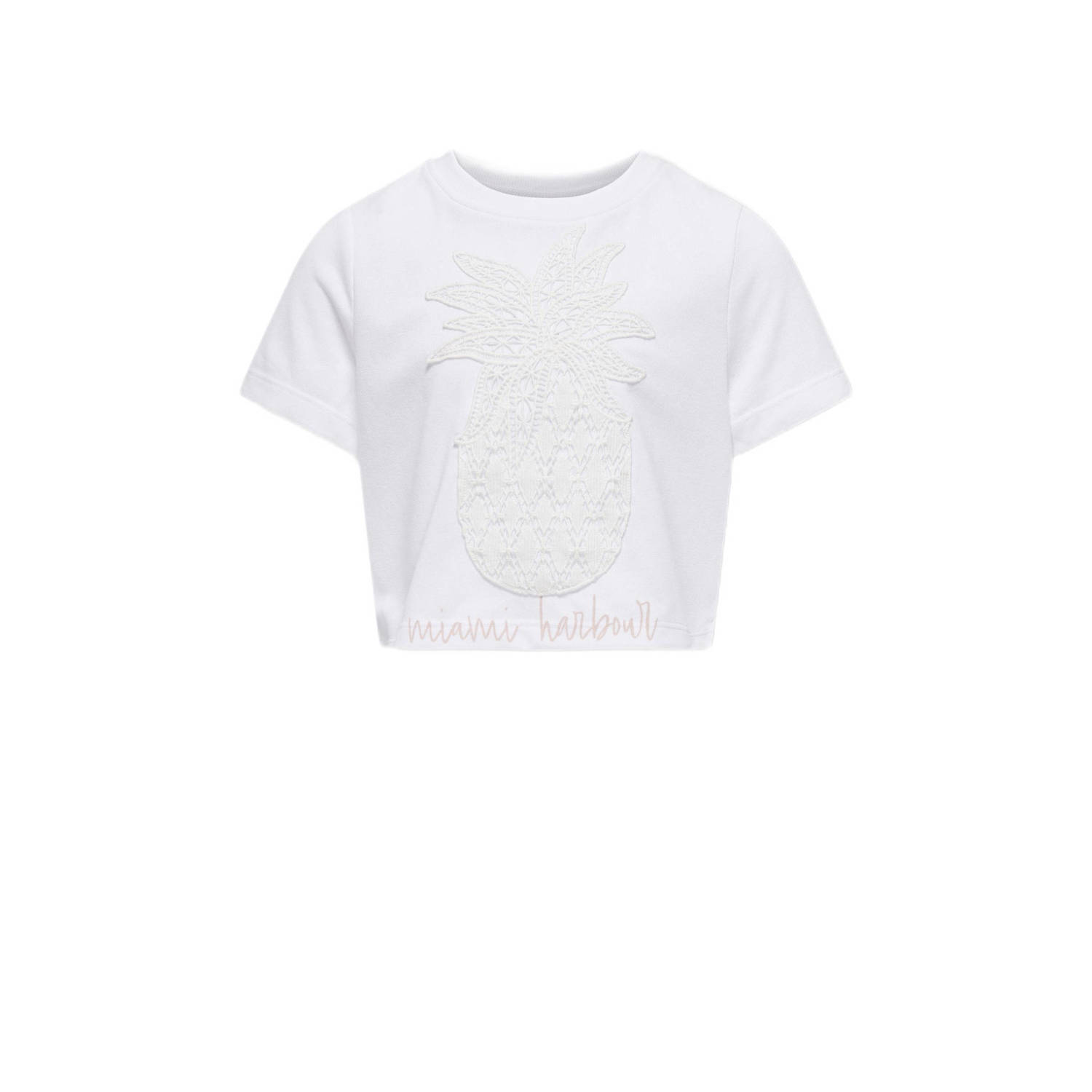 Only KIDS GIRL sweater KOGKARLA met printopdruk en 3D applicatie wit Printopdruk 110 116