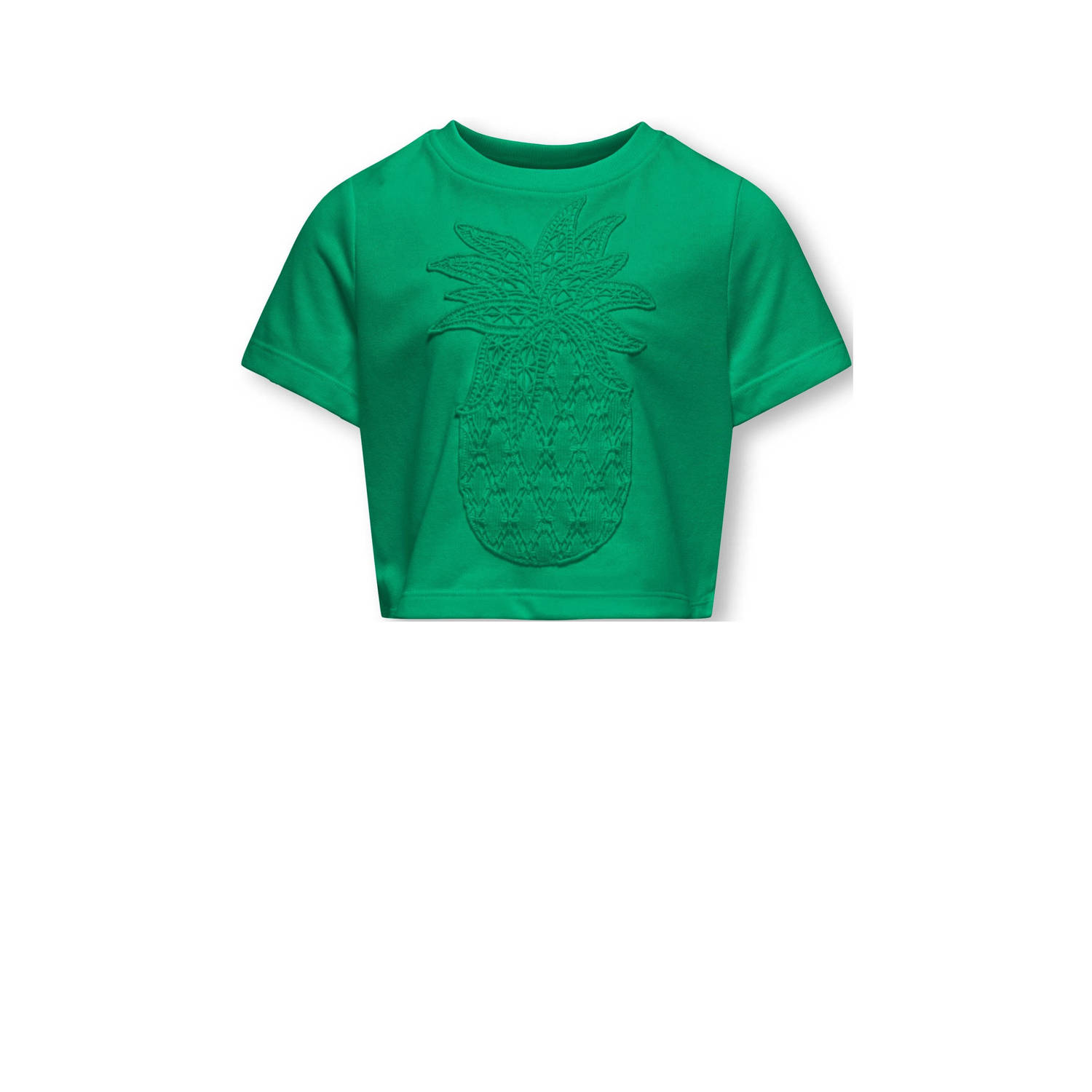 Only KIDS GIRL T-shirt KOGKARLA met printopdruk en 3D applicatie Groen Meisjes Sweat Ronde hals 110 116