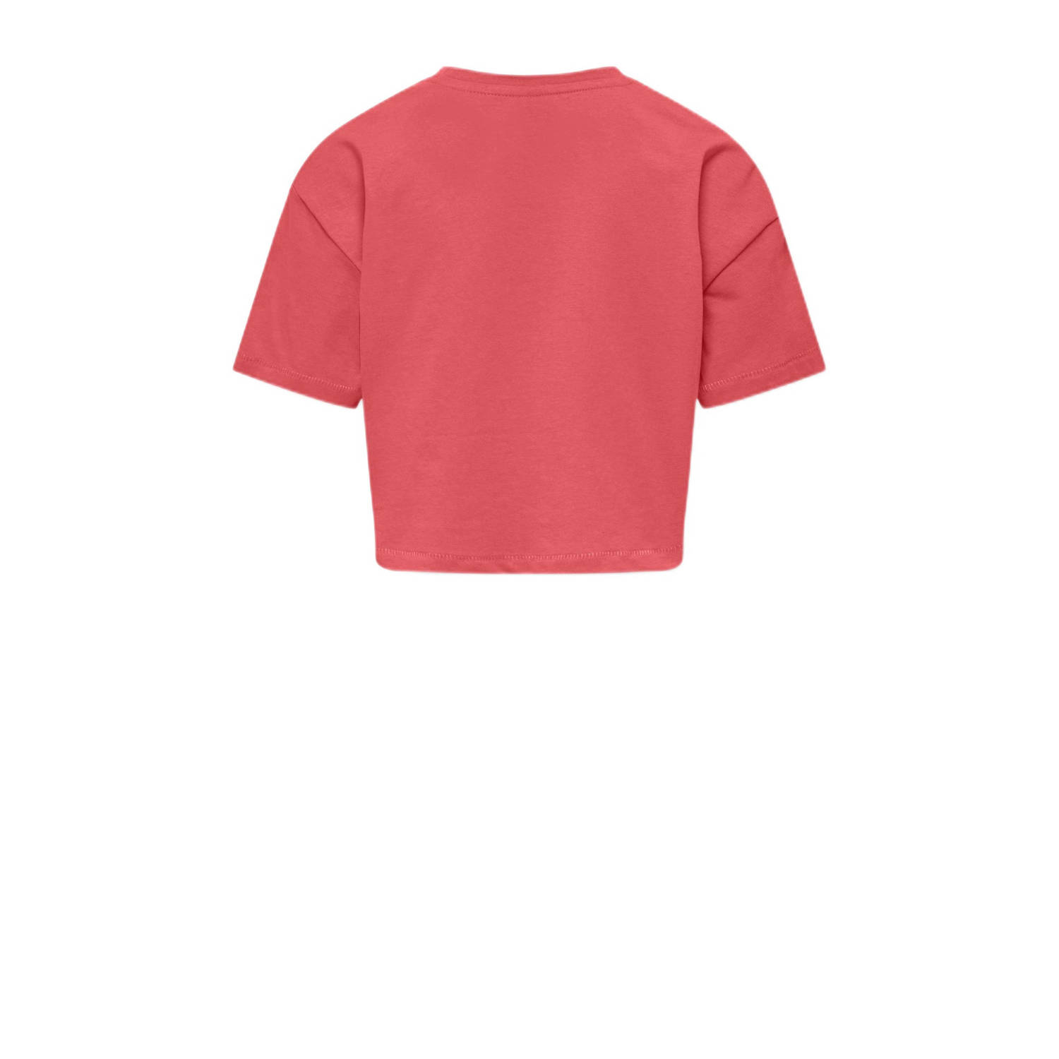 ONLY KIDS GIRL T-shirt KOGOLIVIA met tekst koraalroze
