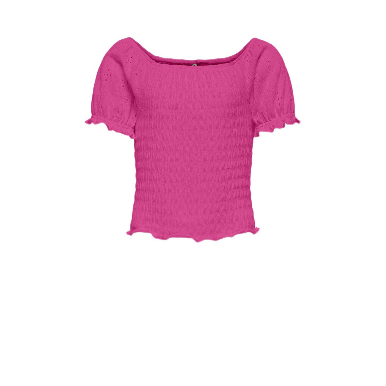 Only KIDS GIRL top KOGTILDA fuchsia Roze Meisjes Polyester Ronde hals Effen 110 116