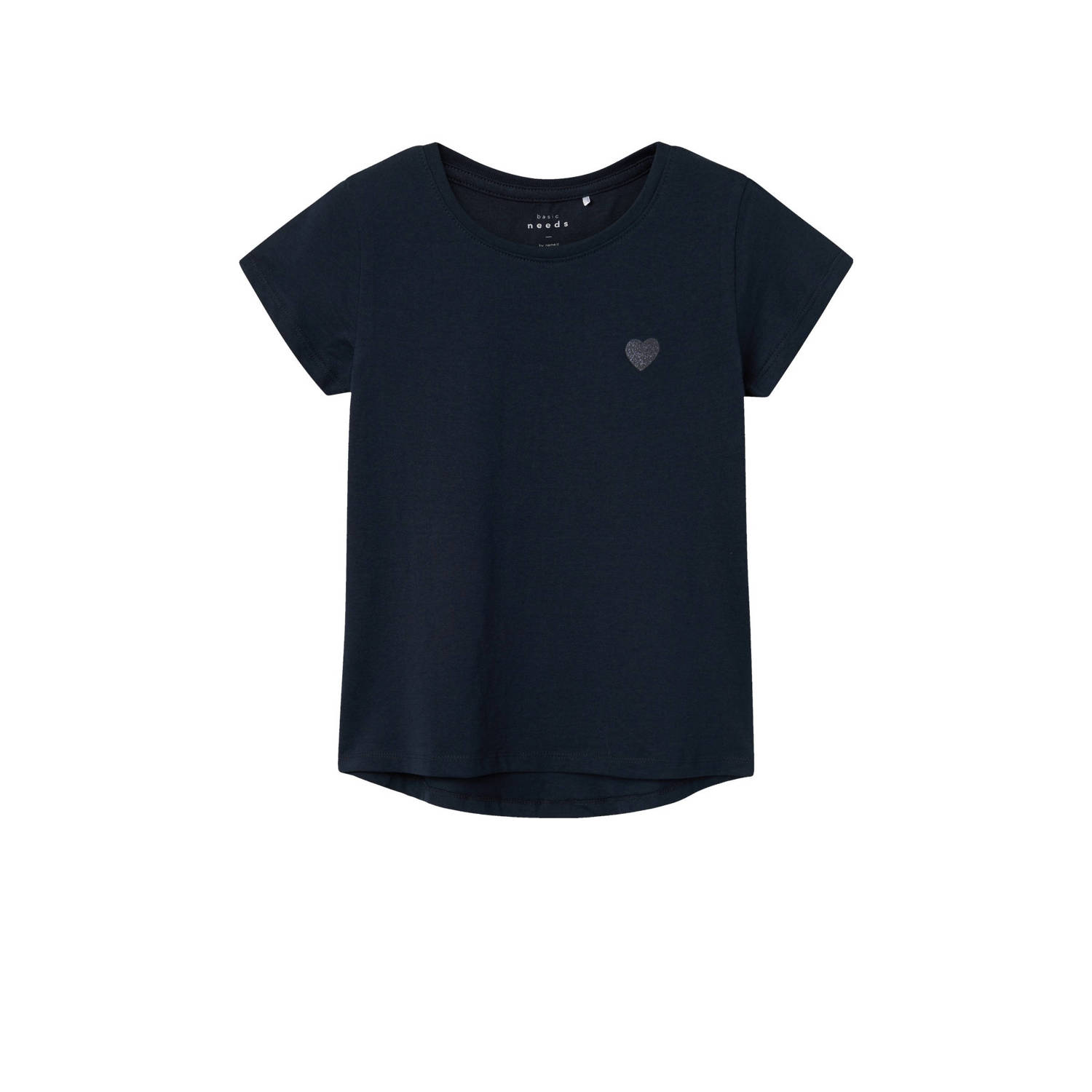 Name it KIDS T-shirt NKFVIOLINE met printopdruk en glitters donkerblauw Meisjes Katoen Ronde hals 122 128