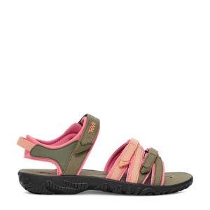 Tirra  sandalen olijfgroen/roze