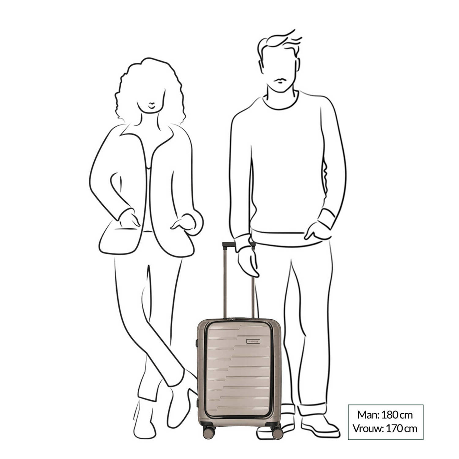Travelite trolley Air Base Frontpocket 55 cm. champagne