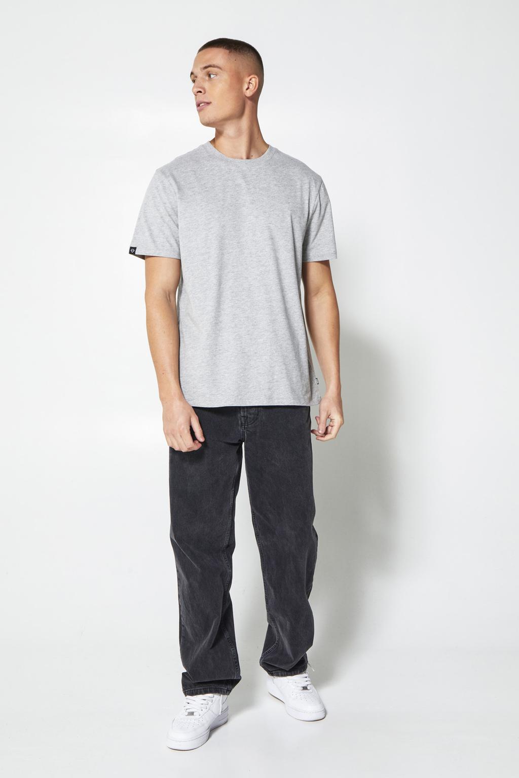 Grijze heren America Today regular T-shirt van katoen met melée print, korte mouwen en ronde hals