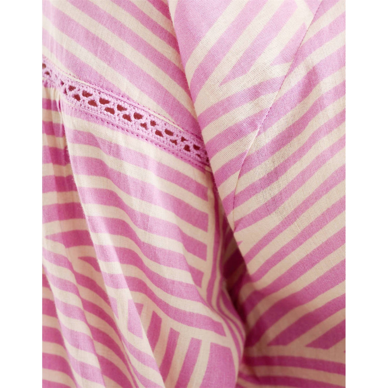 Shoeby blouse met all over print en borduursels roze ecru