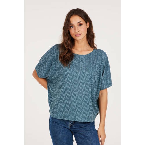 Protest top met all over print blauw afbeelding