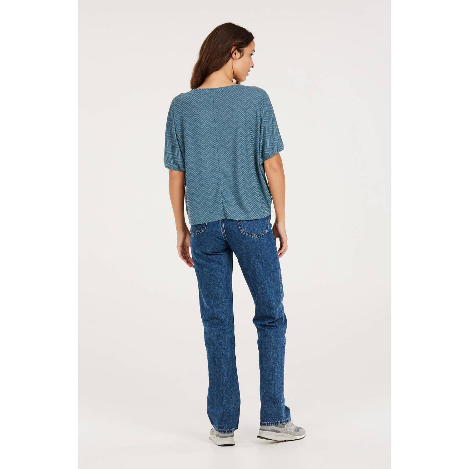 Protest top met all over print blauw