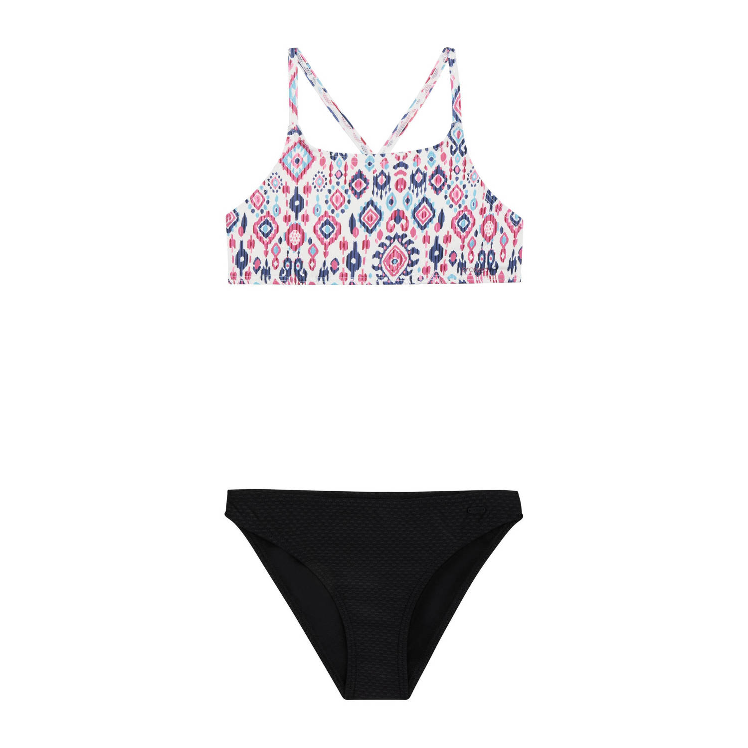 Protest crop bikini PRTINDRIA JR wit zwart Meisjes Polyester All over print 128