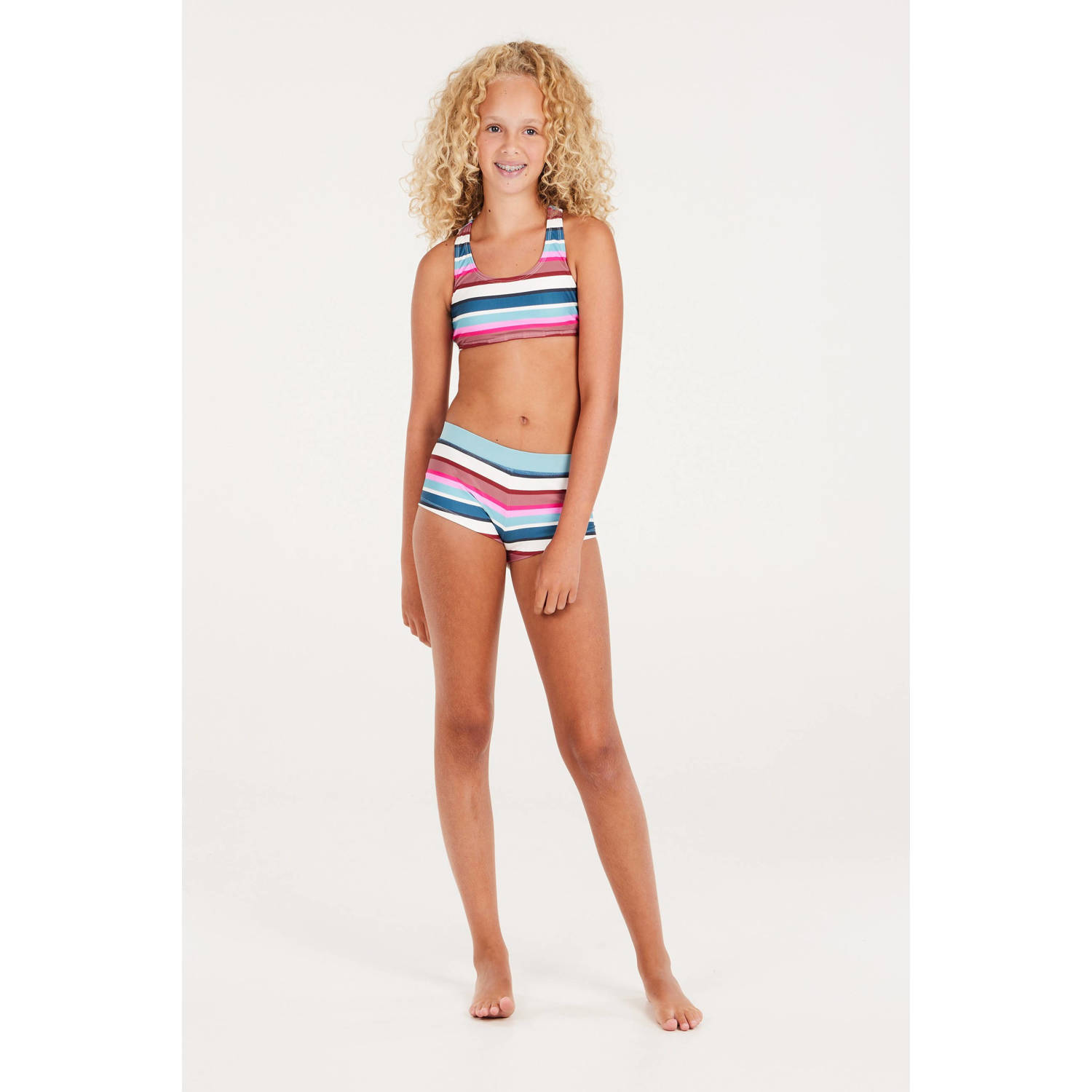 Protest crop bikini PRTLAXMI JR roze wit blauw