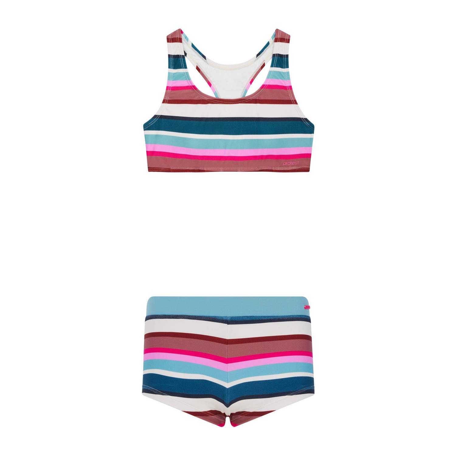 Protest crop bikini PRTLAXMI JR roze wit blauw Meisjes Polyamide Streep 104