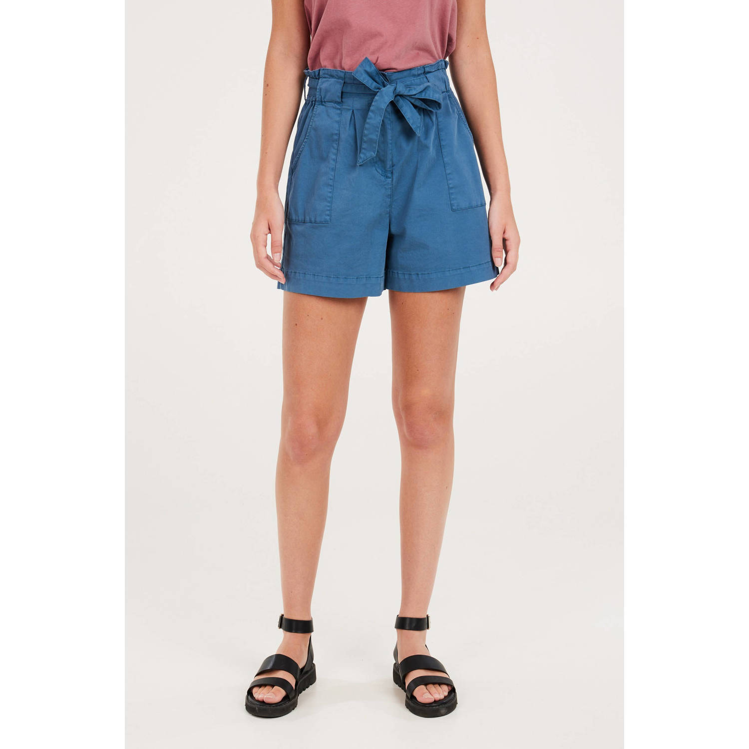 Protest high waist loose fit short blauw