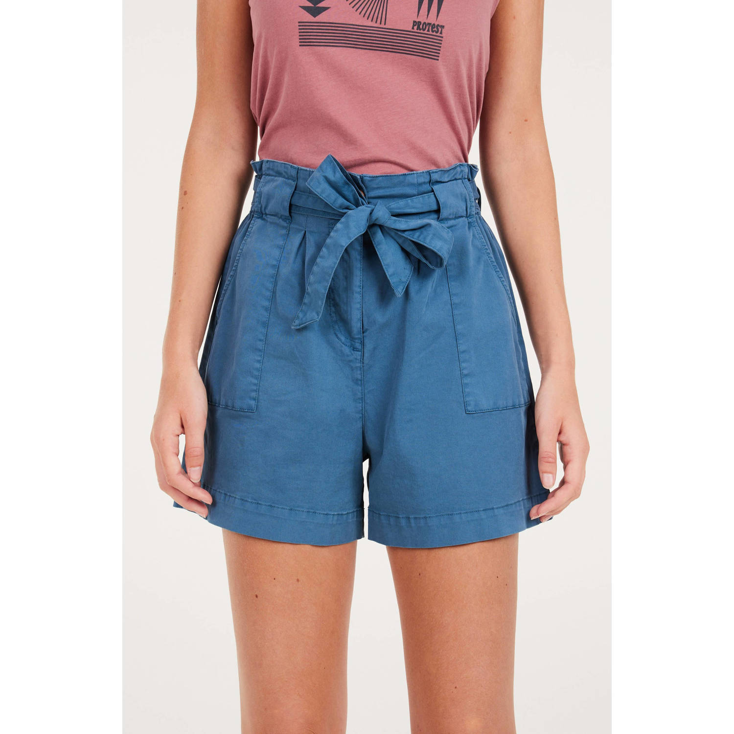 Protest high waist loose fit short blauw