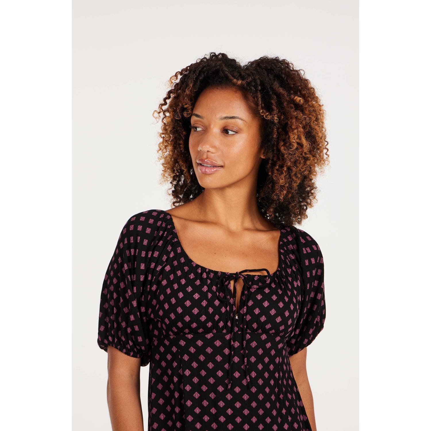 Protest jurk met all over print zwart