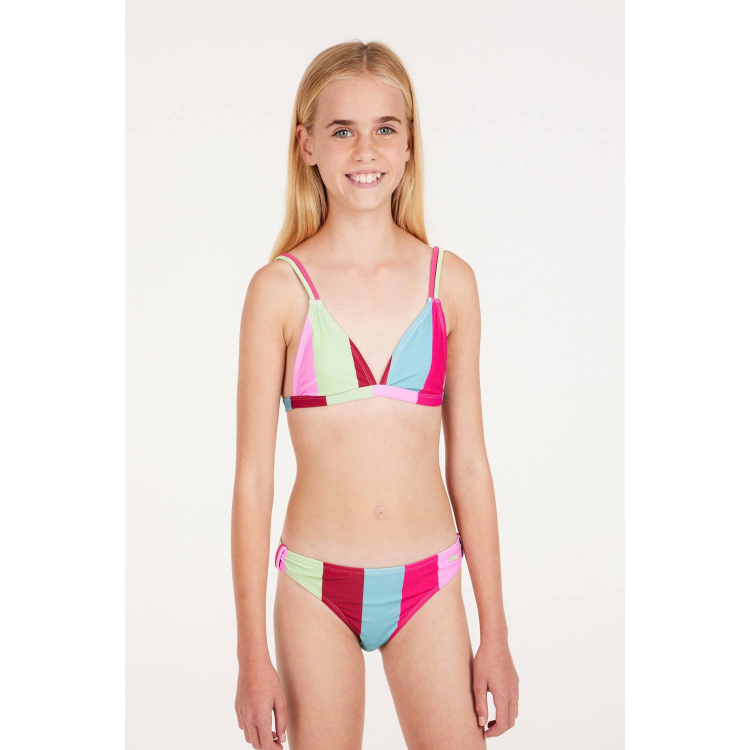 Protest triangel bikini PRTABBY JR roze blauw groen Meisjes Polyamide Streep 104