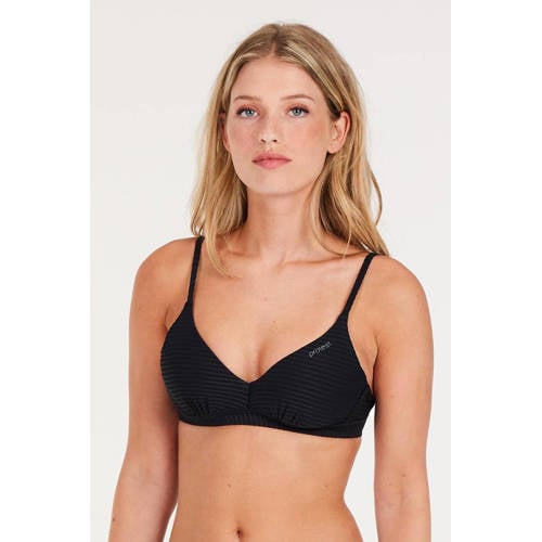 Protest voorgevormde beugel bikinitop MIXCAMEO met ribstructuur zwart afbeelding