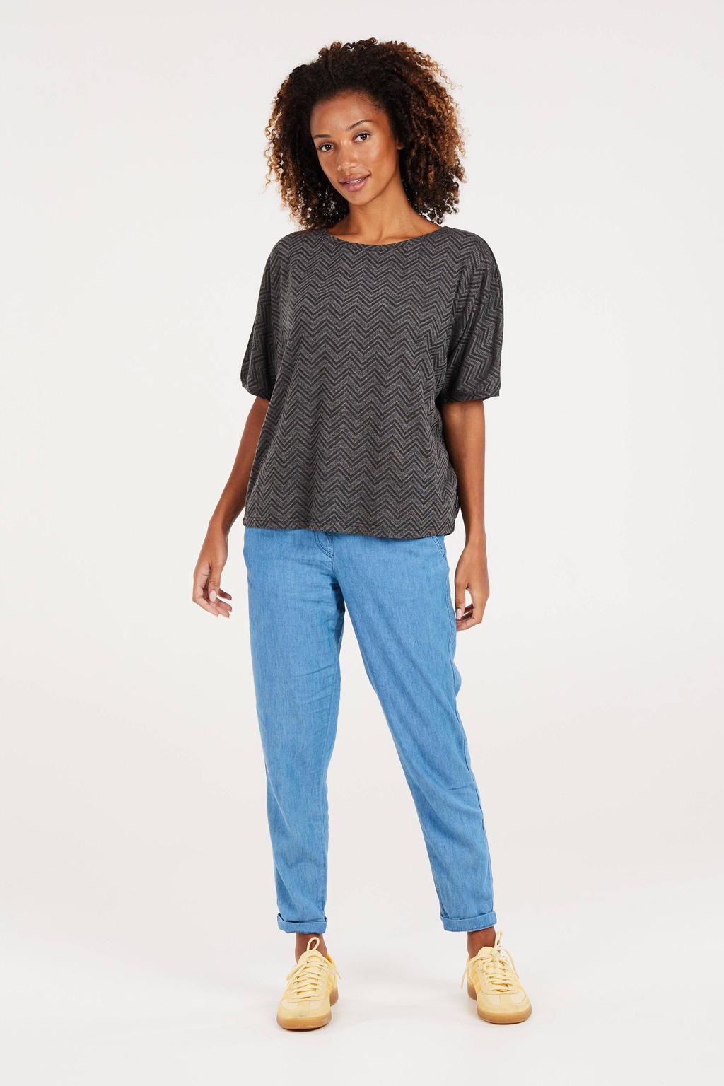 Grijze dames Protest top van polyester met korte mouwen en ronde hals