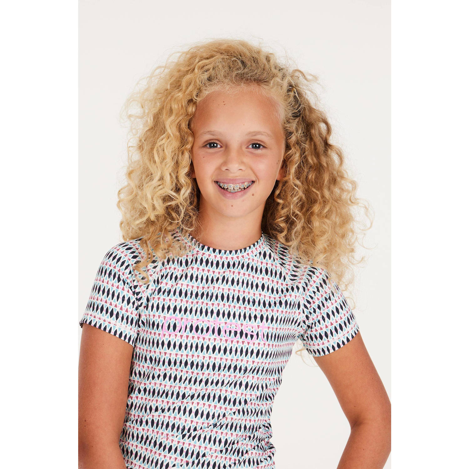 Protest UV T-shirt PRTICET JR blauw roze