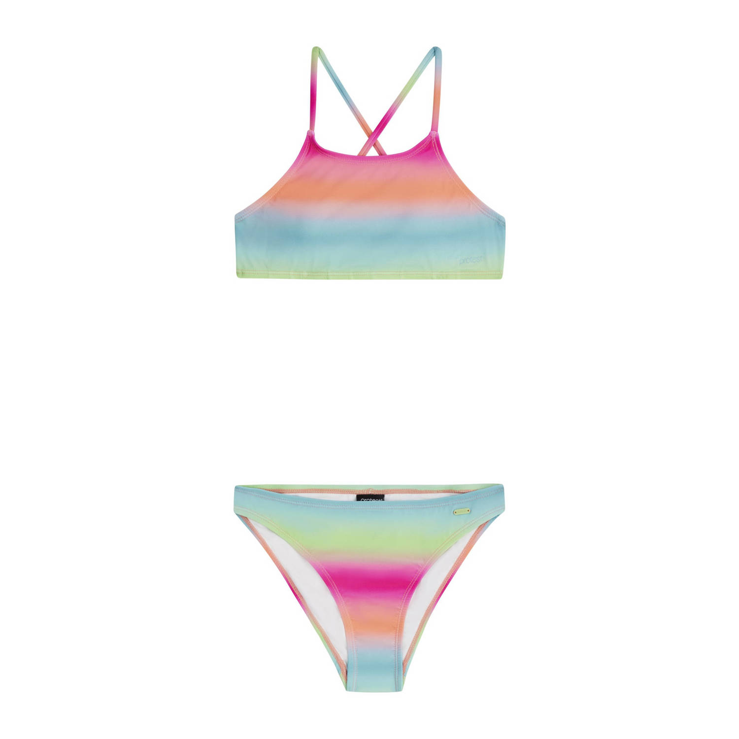 Protest crop bikini PRTJONOI JR blauw roze oranje groen Meisjes Polyamide 128