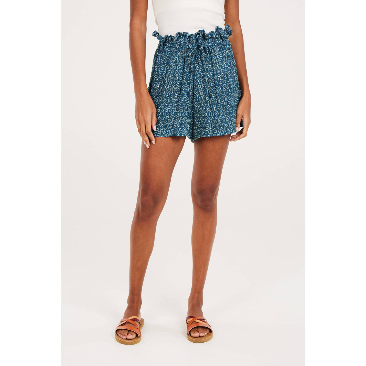 Protest high waist loose fit short met all over print blauw