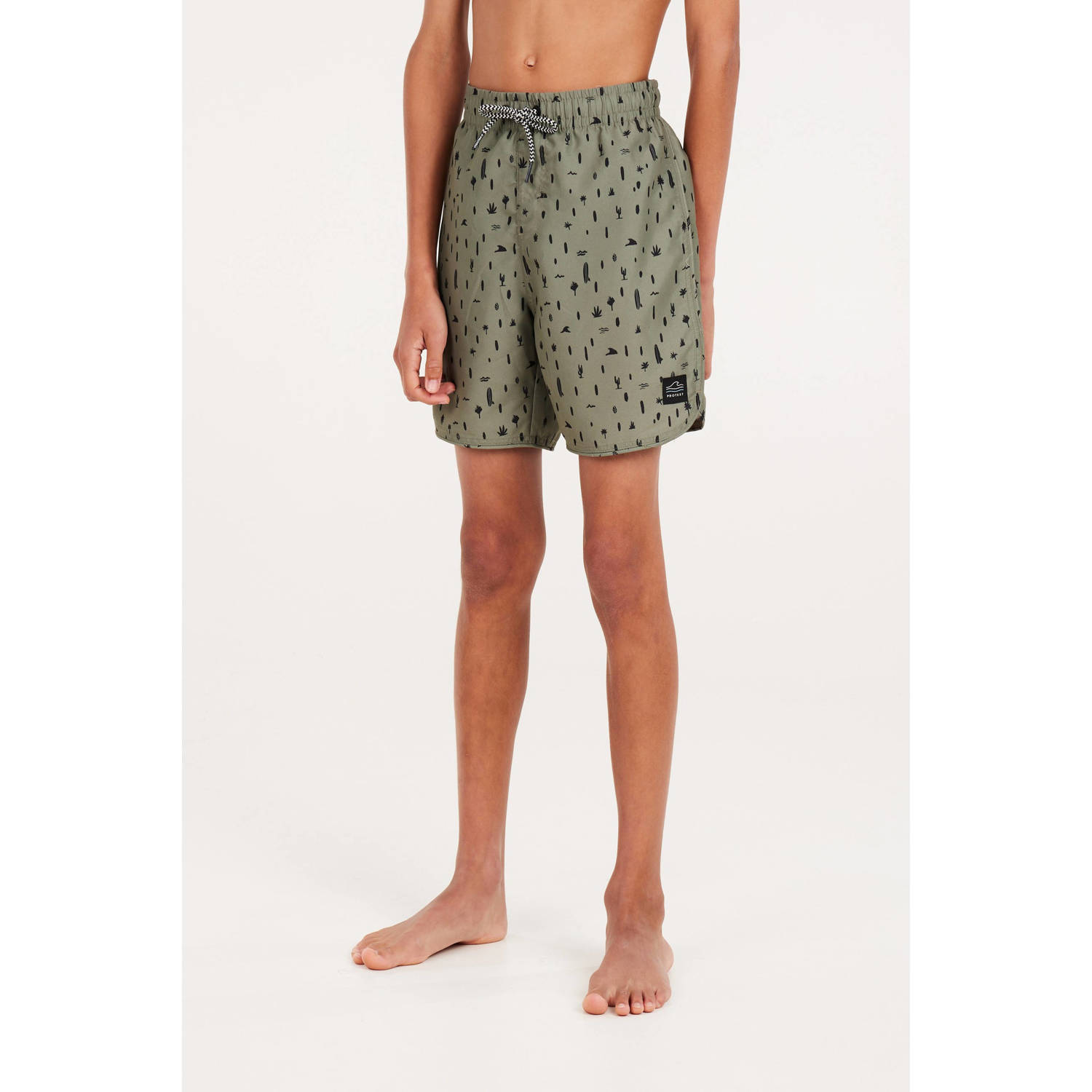 Protest zwemshort PRTSAUL JR groen Jongens Polyester All over print 128