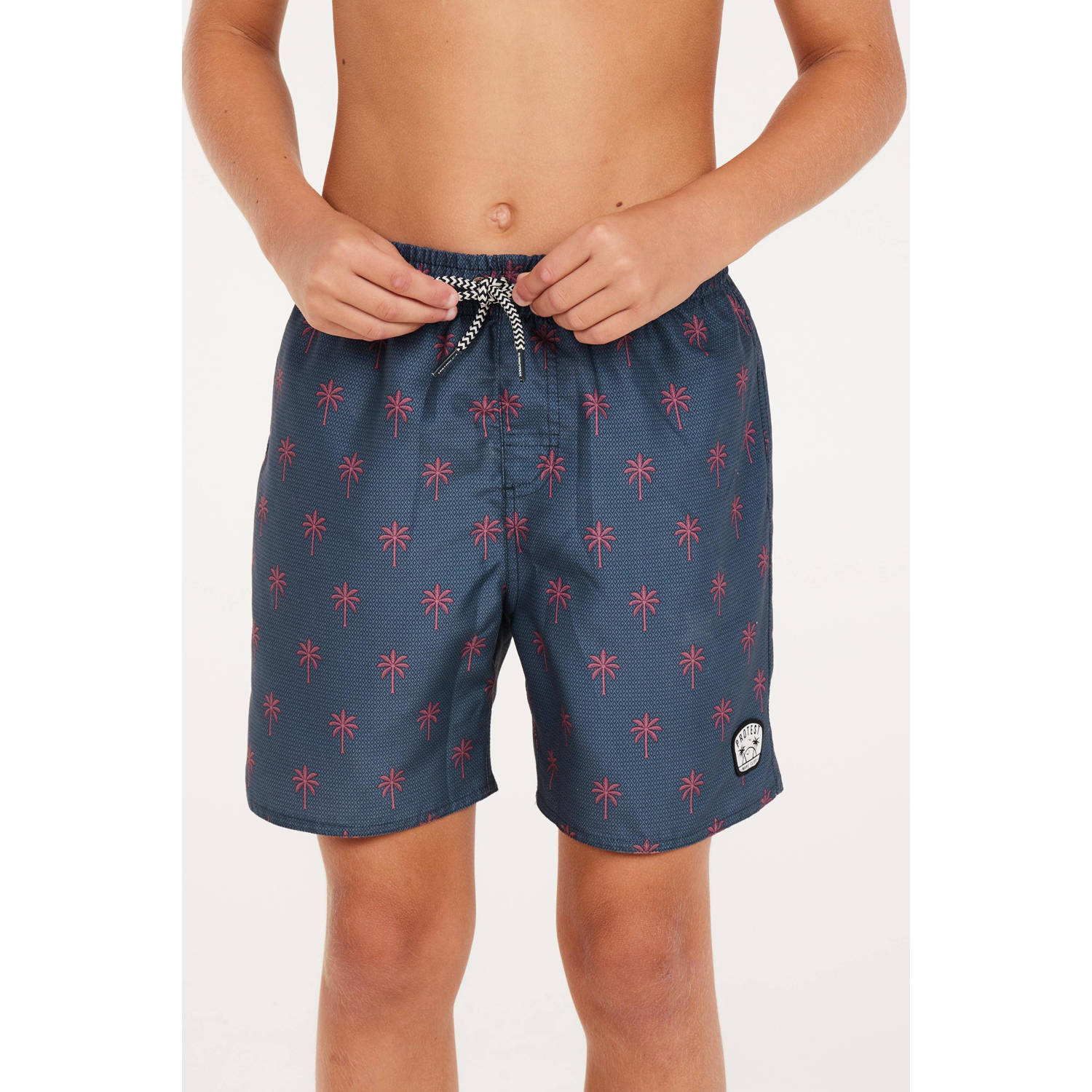 Protest zwemshort PRTFONZ JR donkerblauw Jongens Polyester All over print 104