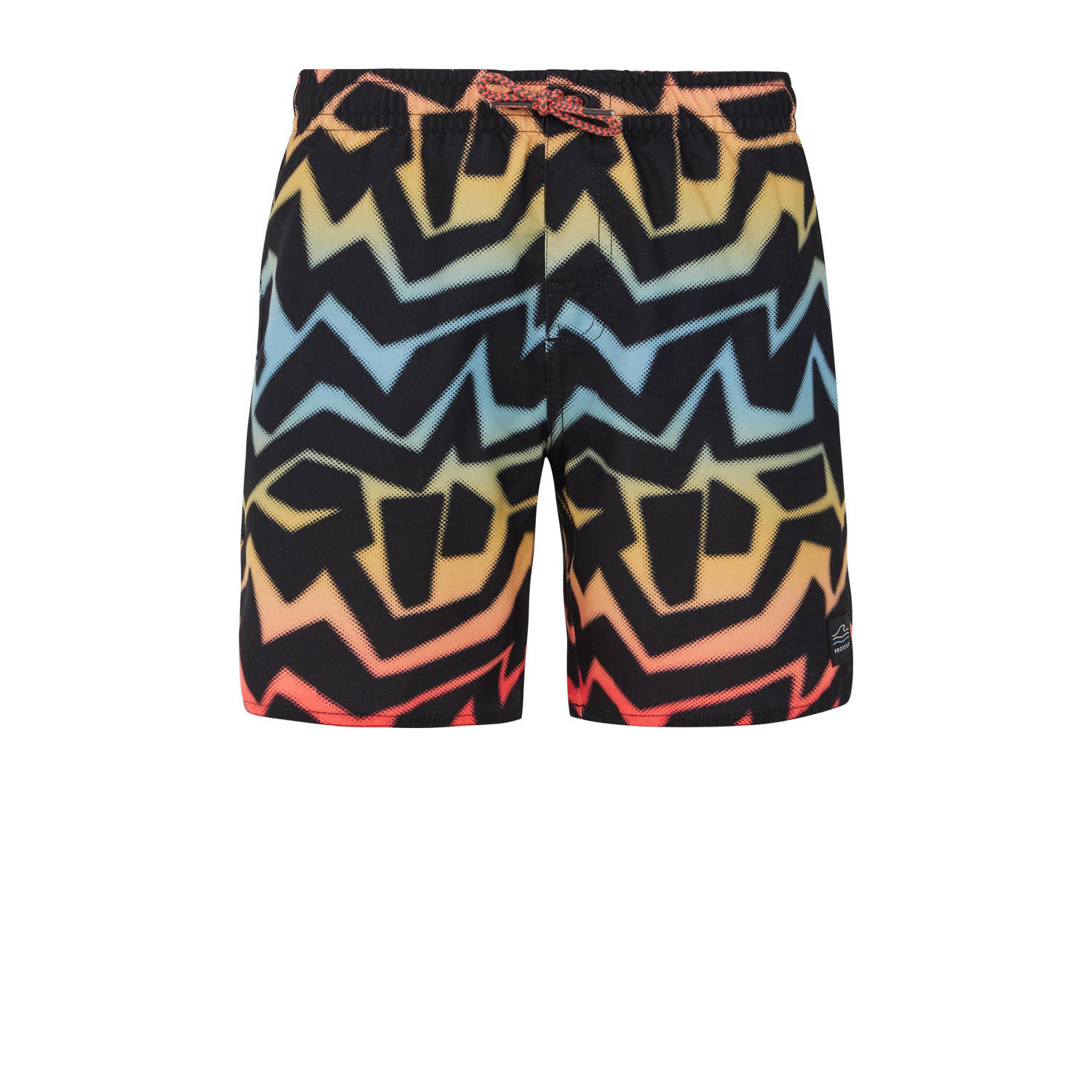Protest zwemshort PRTDESERT JR zwart geel blauw rood