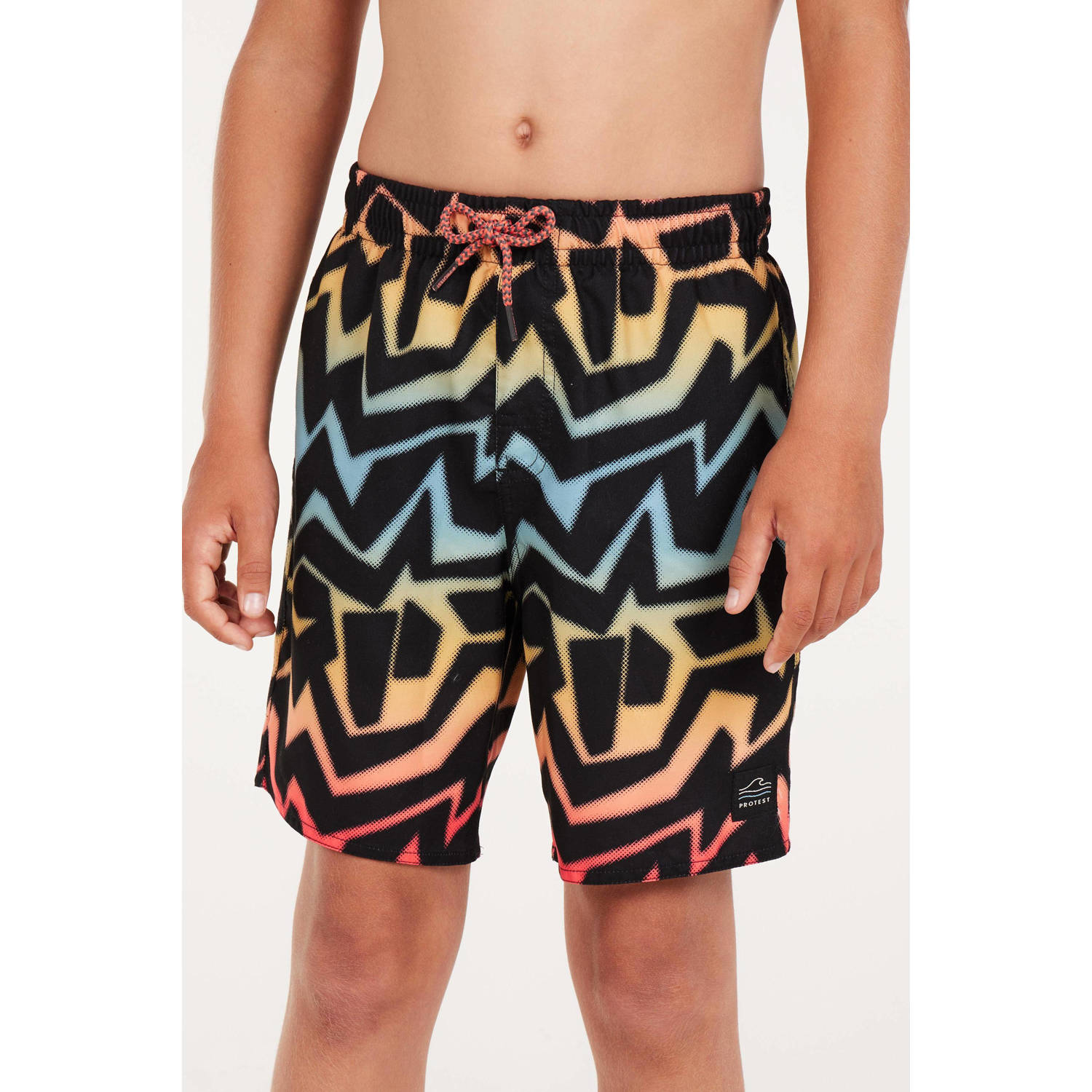 Protest zwemshort PRTDESERT JR zwart geel blauw rood Jongens Polyester 104