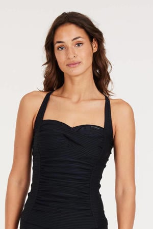 voorgevormde tankini bikinitop MIXCAMO met ribstructuur zwart