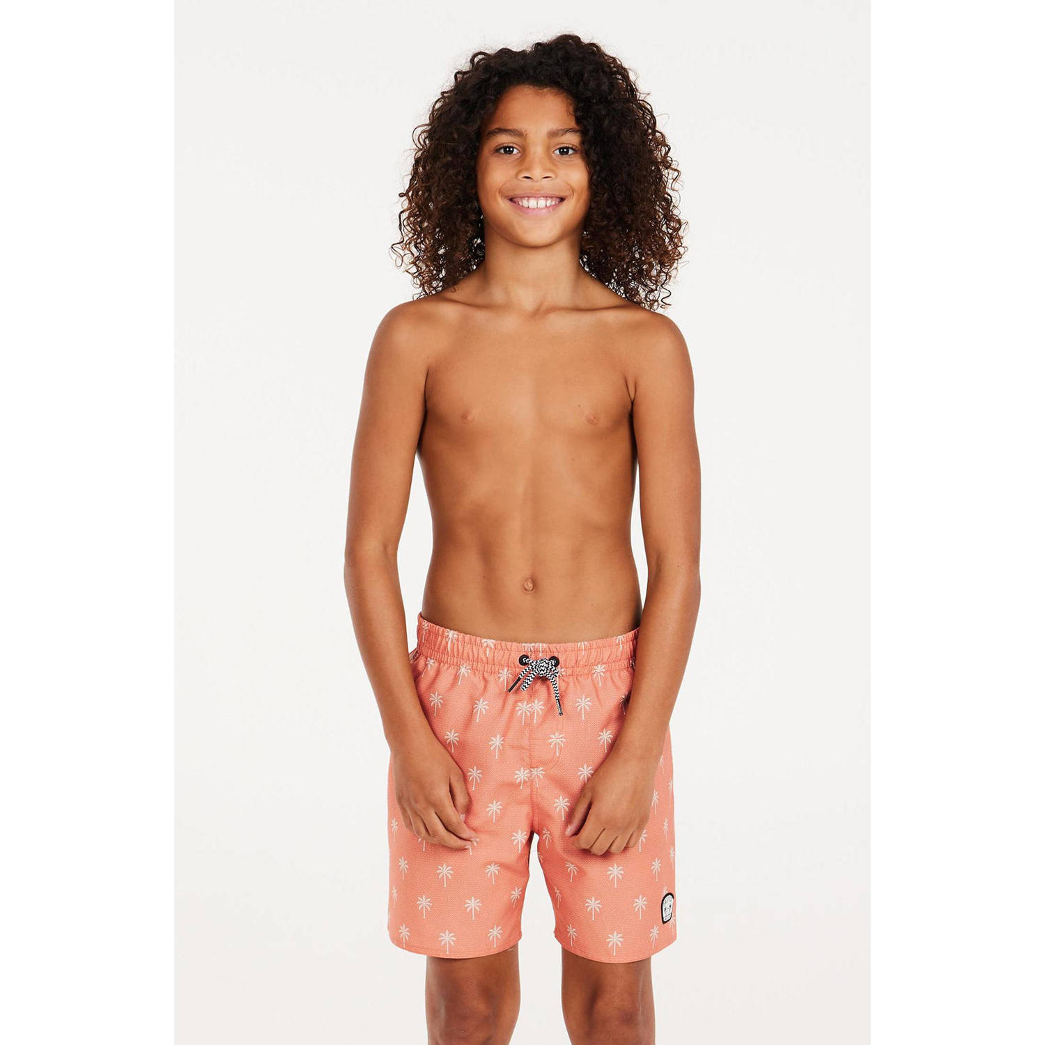 Protest zwemshort PRTFONZ JR donkerblauw Oranje Jongens Polyester All over print 140
