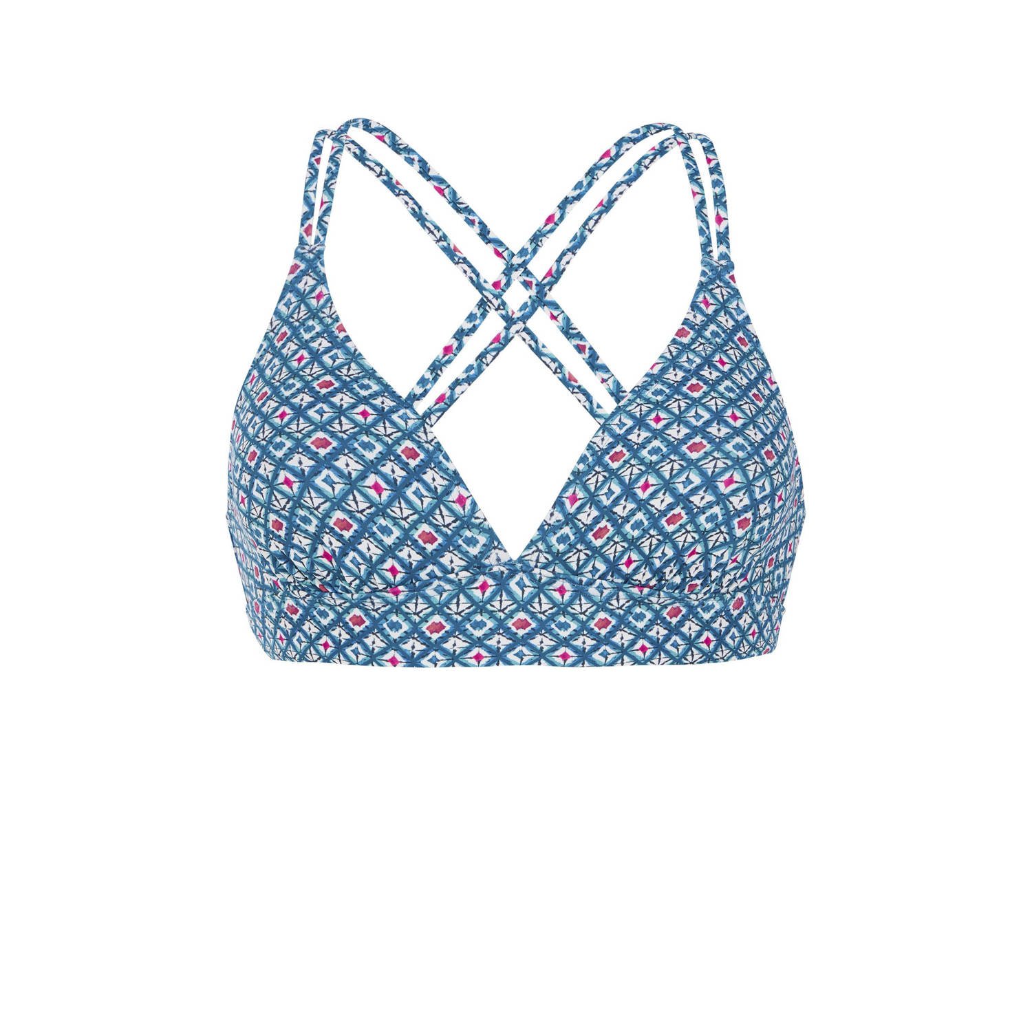 Protest voorgevormde triangel bikinitop MIXSUPERO blauw wit roze