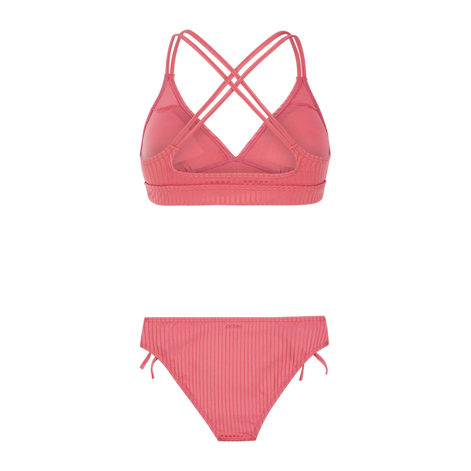 Protest voorgevormde triangel bikini PRTBOOGIE met ribstructuur roze