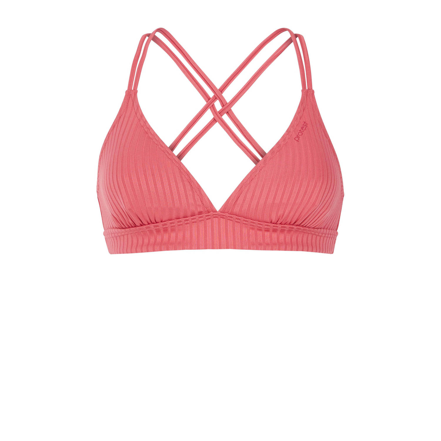 Protest voorgevormde triangel bikini PRTBOOGIE met ribstructuur roze