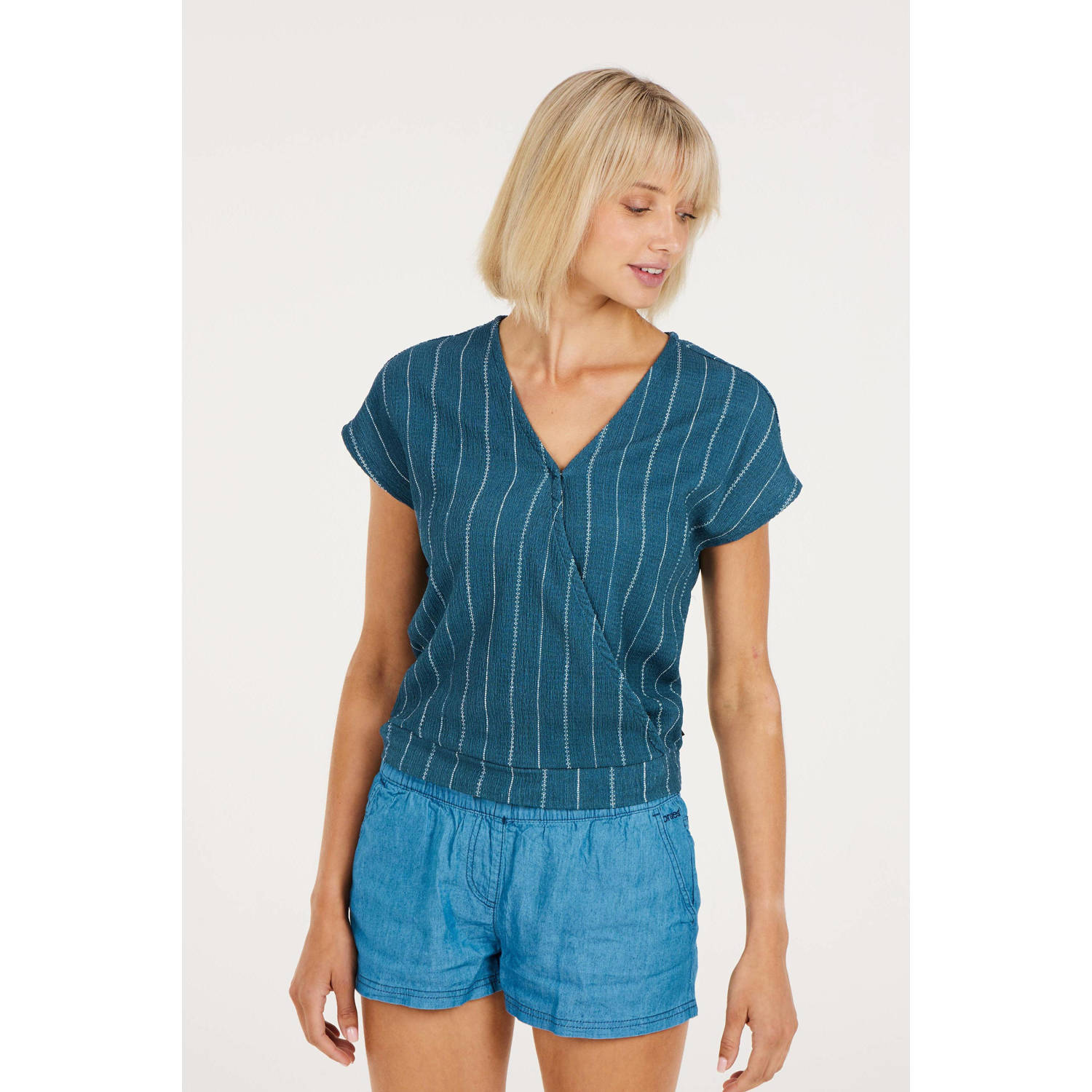 Protest gestreepte top PRTPOSY blauw ecru