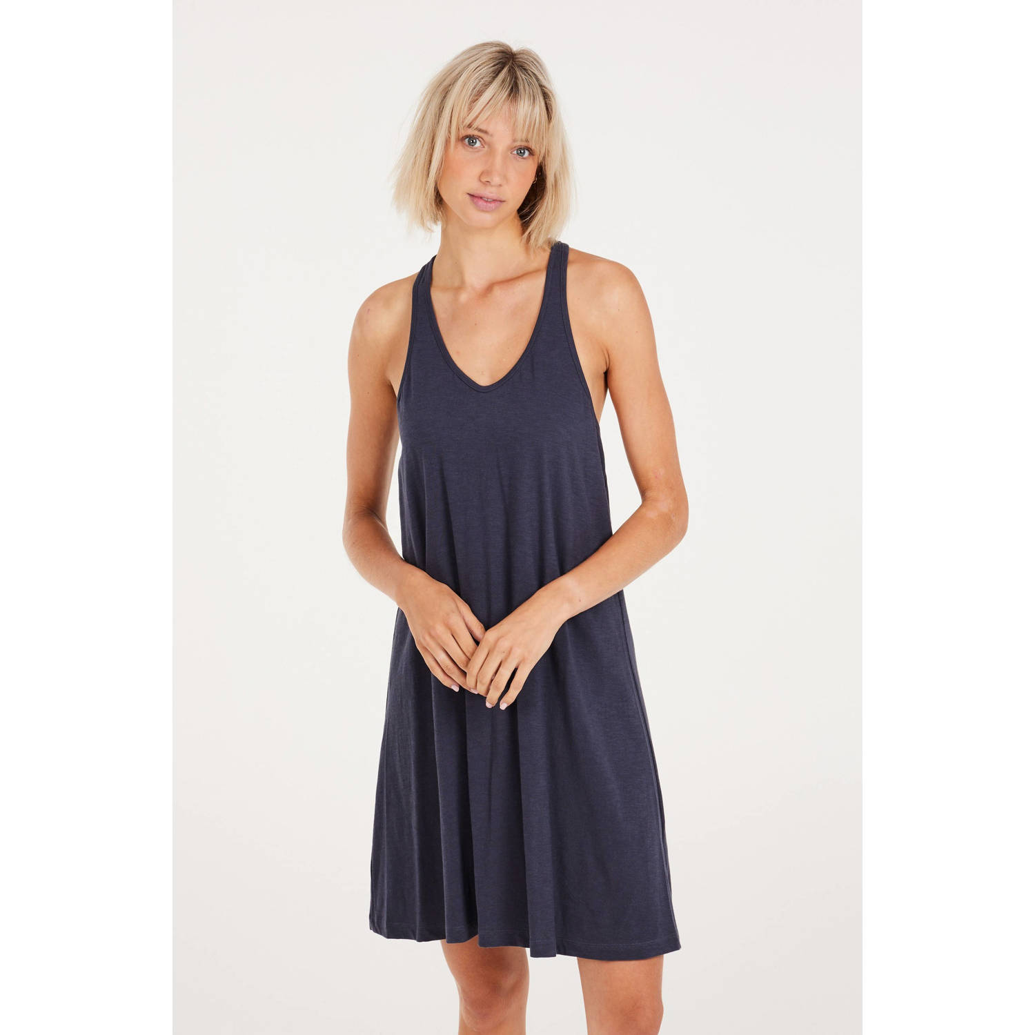 Protest jurk met open rug ink blue