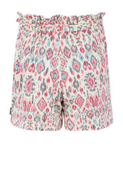 thumbnail: Ecru, roze en blauwe dames Protest high waist loose fit short van viscose met striksluiting