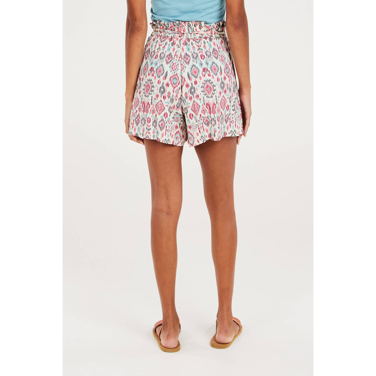 Protest high waist loose fit short met all over print ecru roze blauw