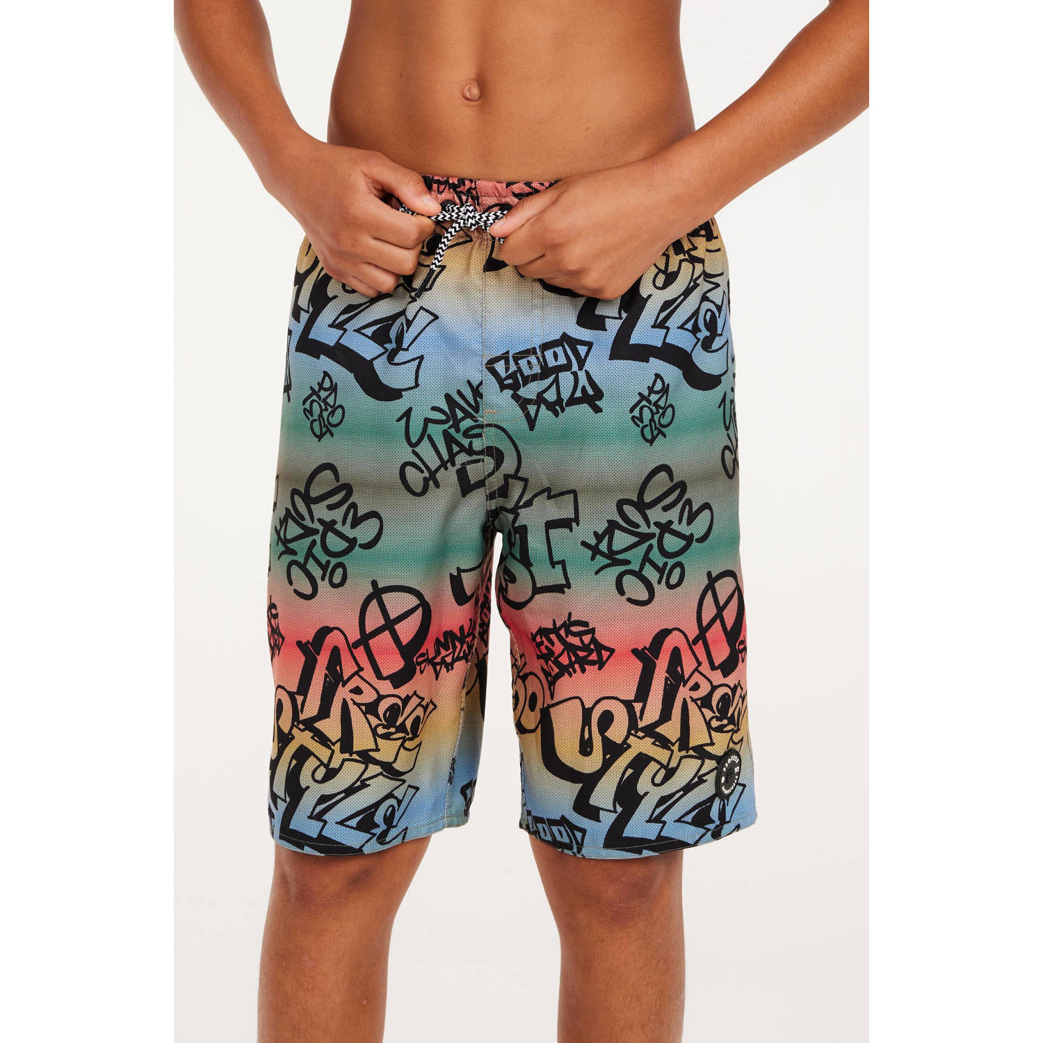 Protest zwemshort PRTNIO JR groen blauw rood geel Jongens Polyester All over print 104