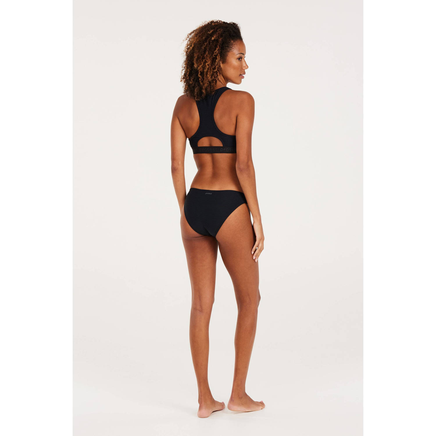 Protest voorgevormde crop bikini PRTEAGER met ribstructuur zwart