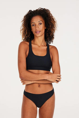 voorgevormde crop bikini PRTEAGER met ribstructuur zwart