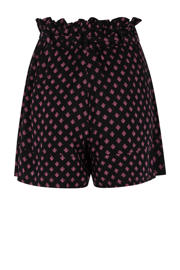 thumbnail: Zwart en roze dames Protest high waist loose fit short van viscose met striksluiting