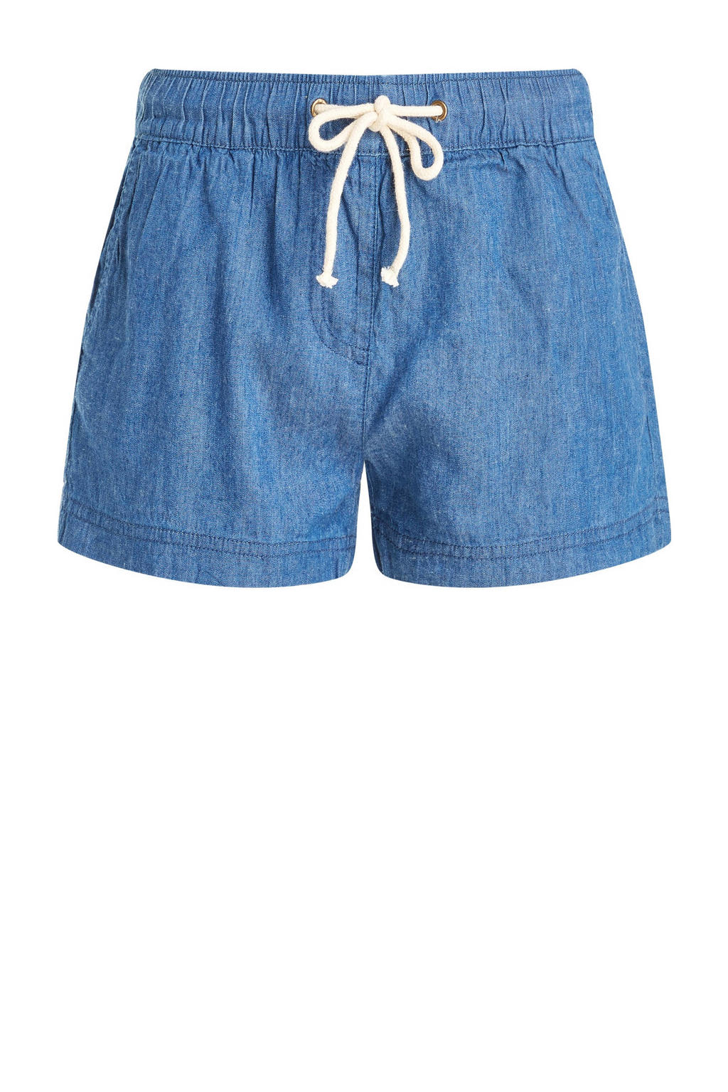 Medium blue denim meisjes Protest casual short sky van katoen met elastische tailleband met koord en effen