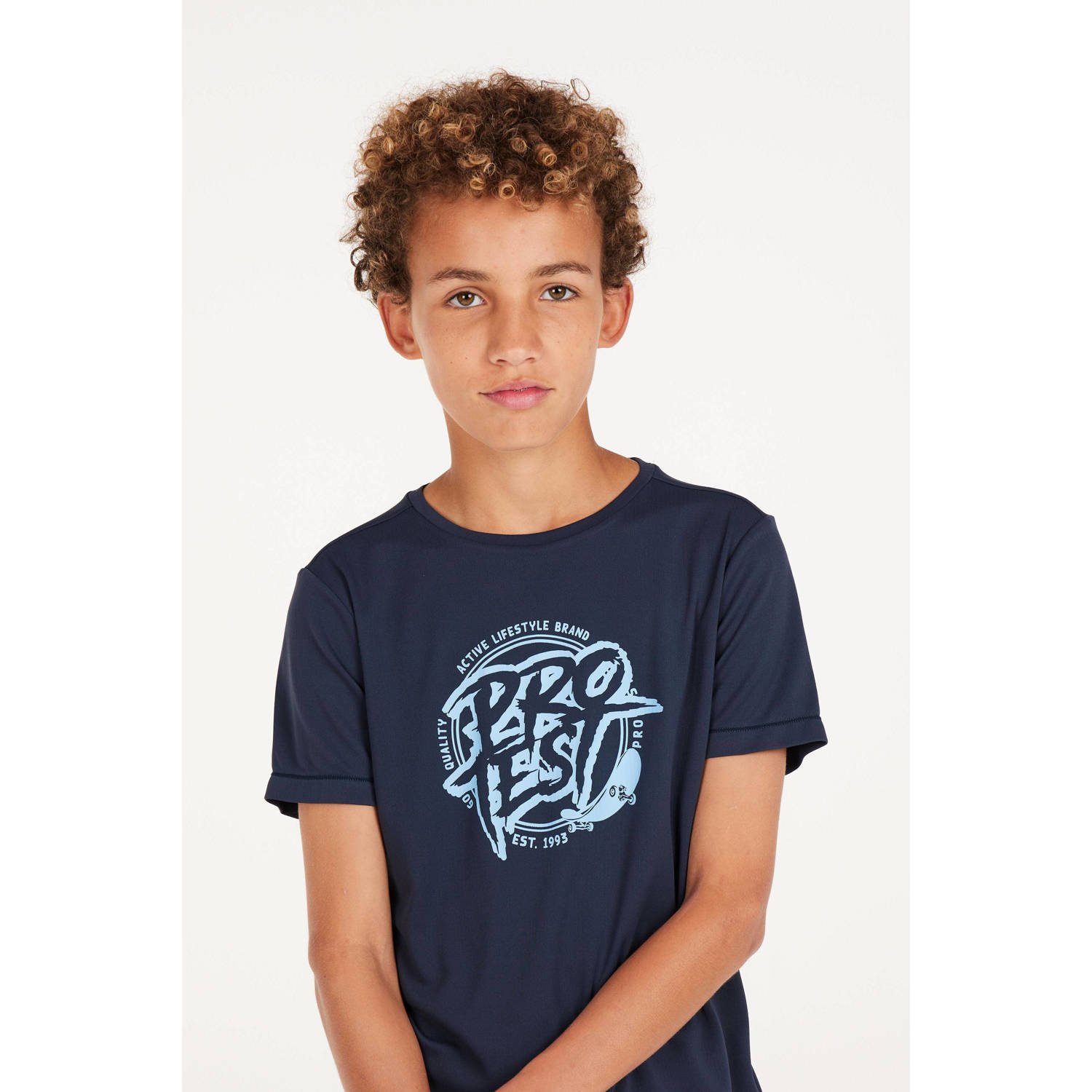 Protest UV T-shirt PRTISLAND JR donkerblauw UV shirt Jongens Polyester Ronde hals 104