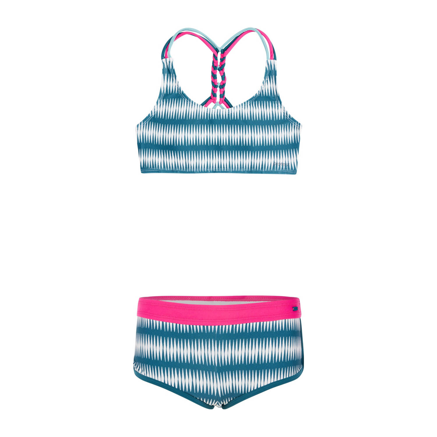 Protest crop bikini PRTZUKA JR blauw wit roze Meisjes Polyamide All over print 140