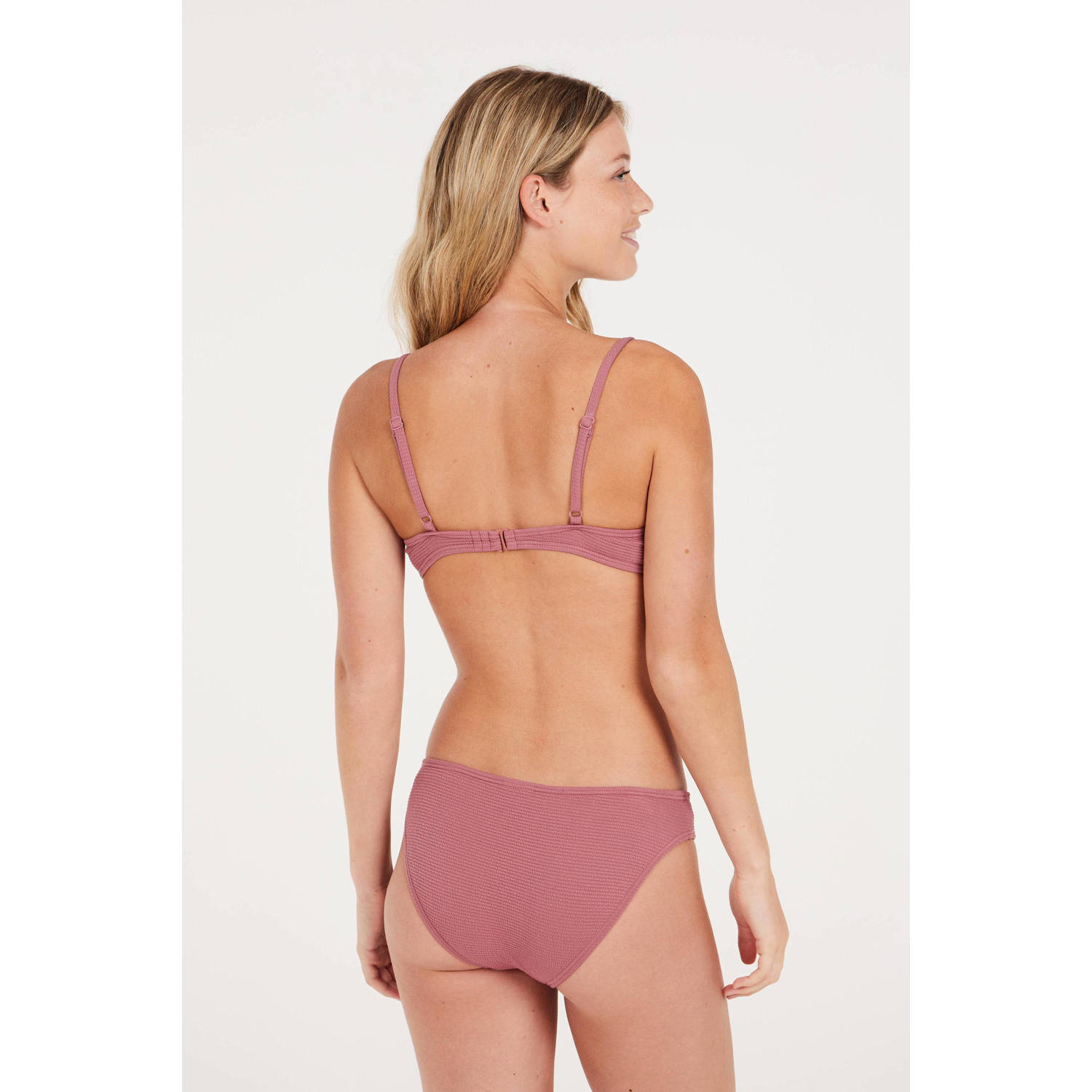 Protest voorgevormde crop bikini PRTHIZZ met ribstructuur roze