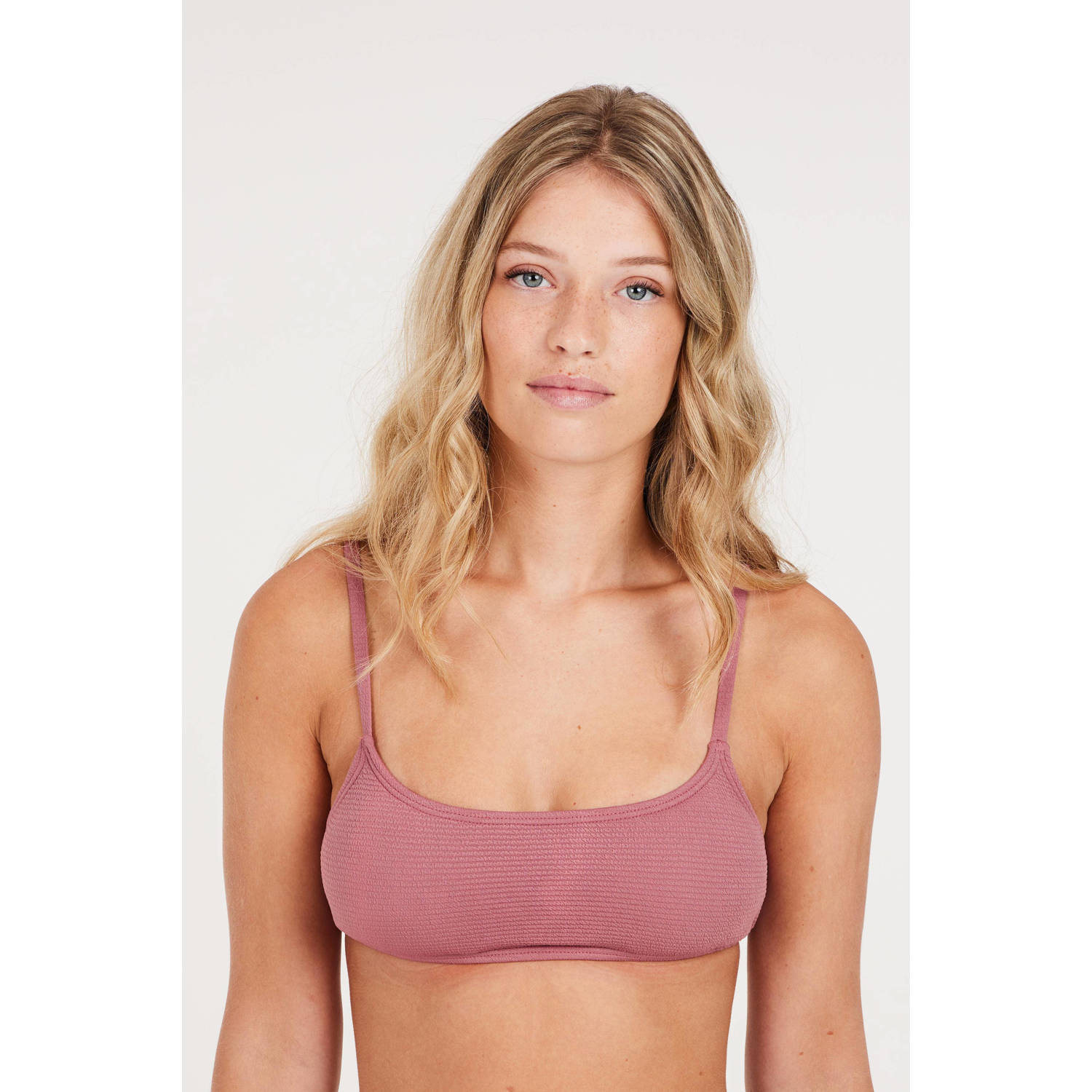 Protest voorgevormde crop bikini PRTHIZZ met ribstructuur roze