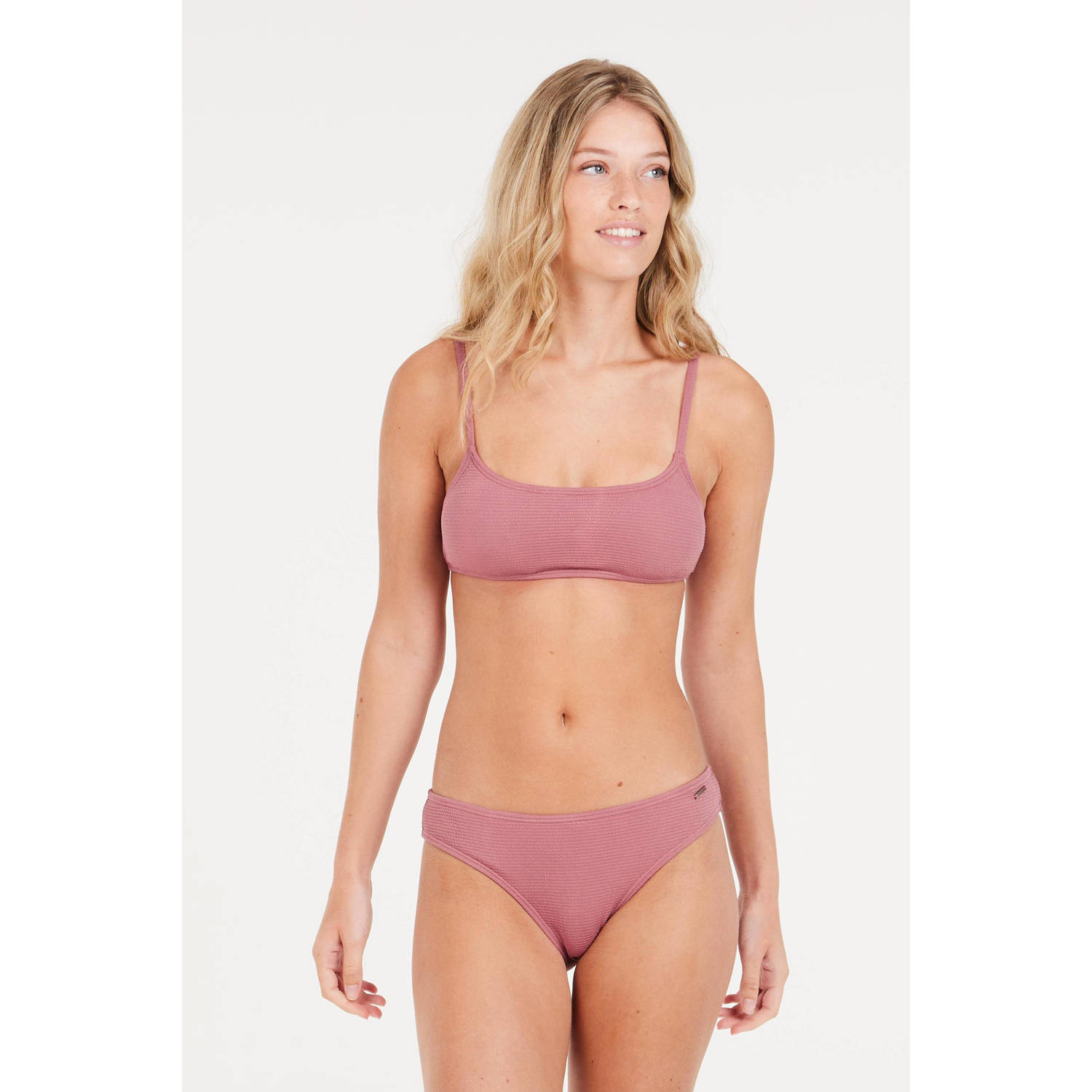 Protest voorgevormde crop bikini PRTHIZZ met ribstructuur roze
