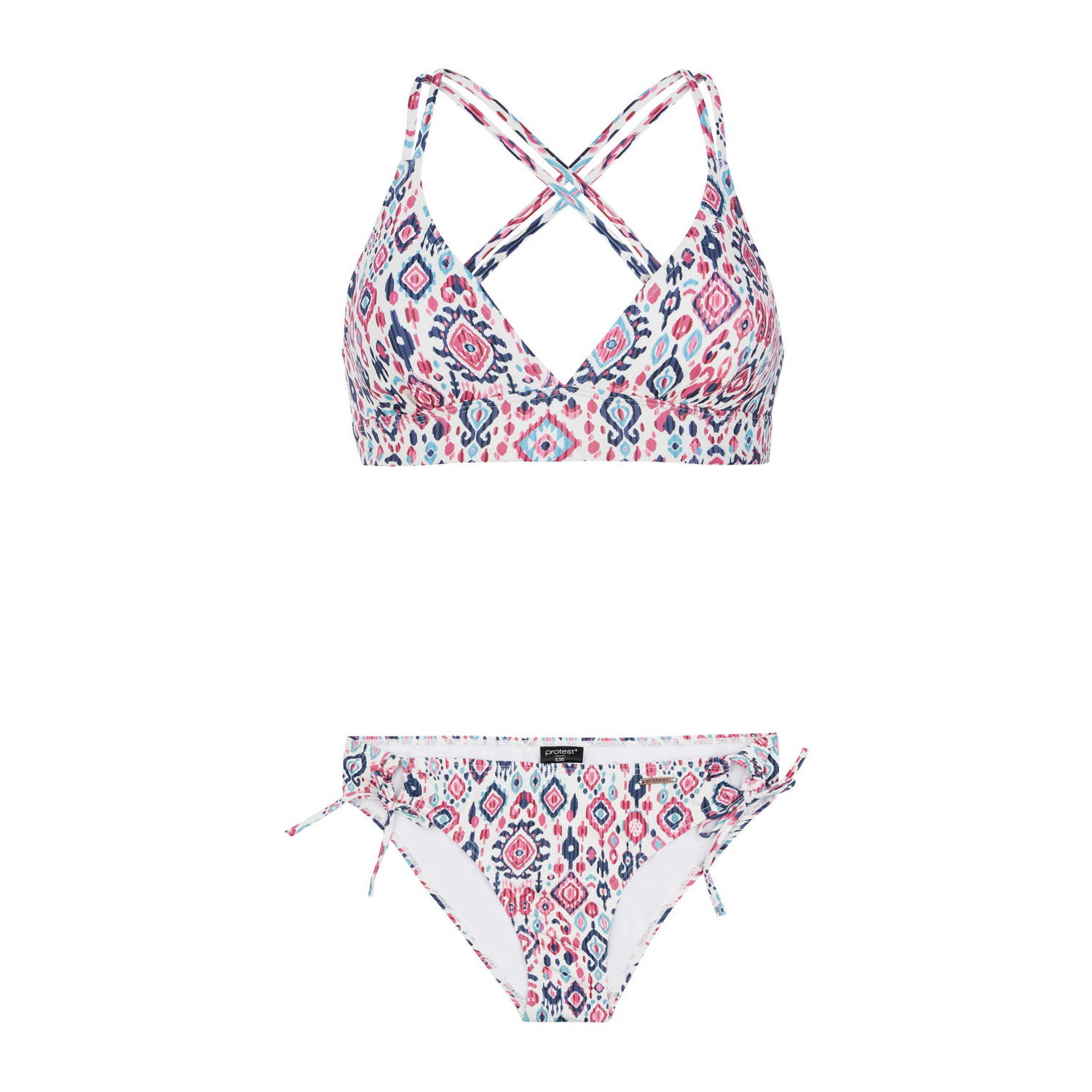 Protest voorgevormde triangel bikini PRTLOVE wit roze blauw