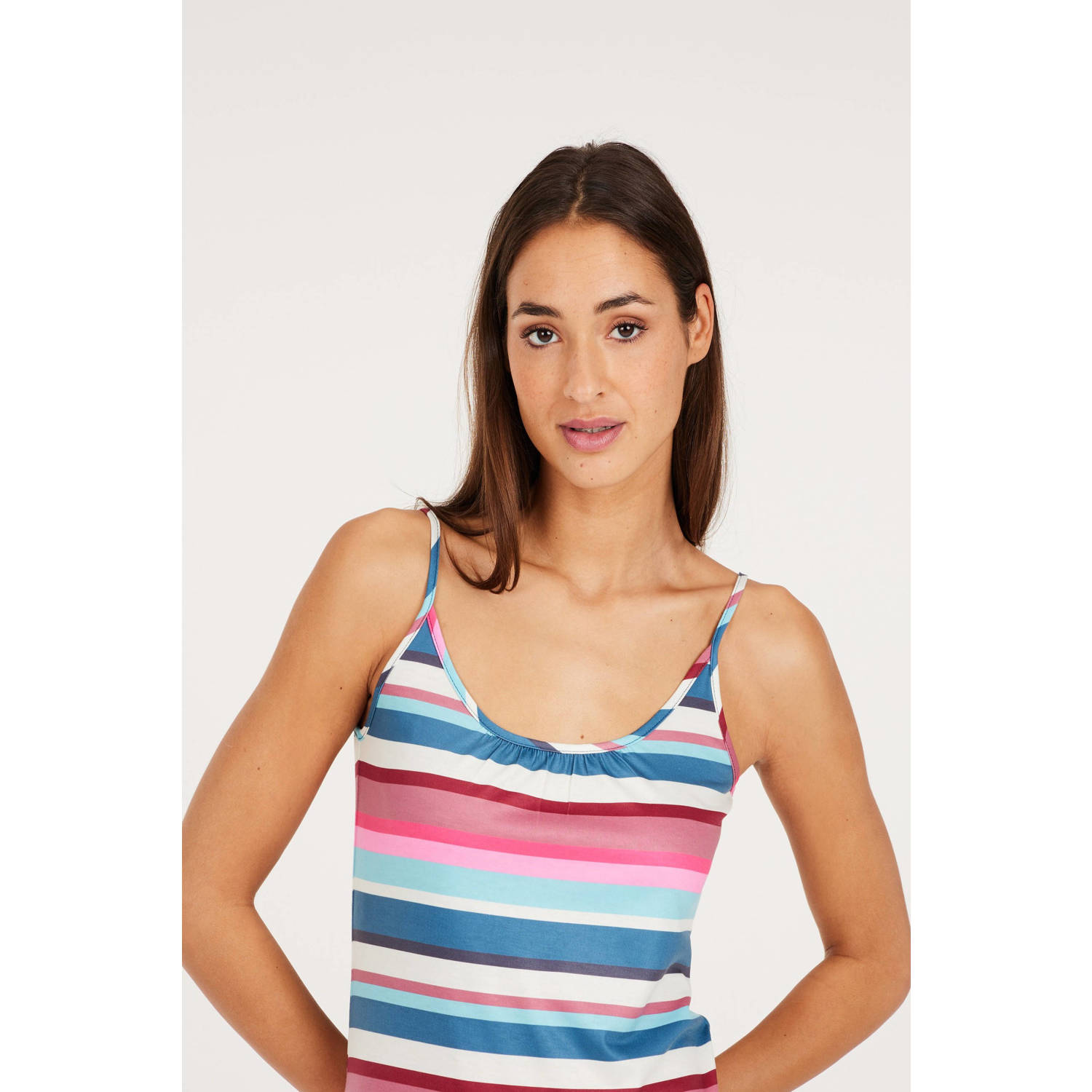 Protest gestreepte jurk roze blauw wit