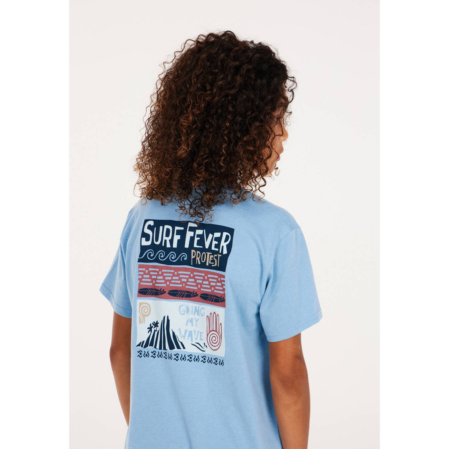 Protest T-shirt met printopdruk lichtblauw